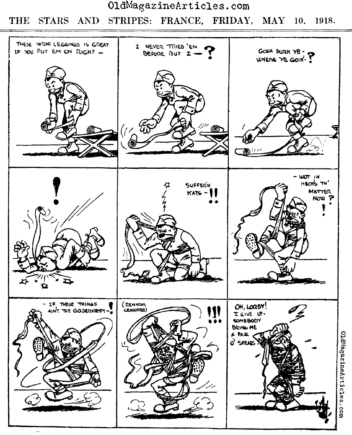 A Puttee Cartoon (The Stars and Stripes, 1918)